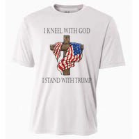 I Kneel With God I Stand With Trump Cooling Performance Crew T-Shirt