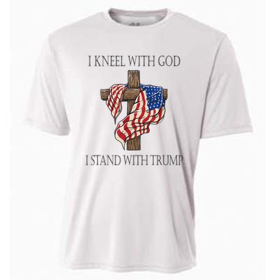 I Kneel With God I Stand With Trump Cooling Performance Crew T-Shirt