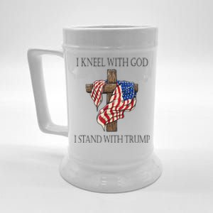 I Kneel With God I Stand With Trump Beer Stein