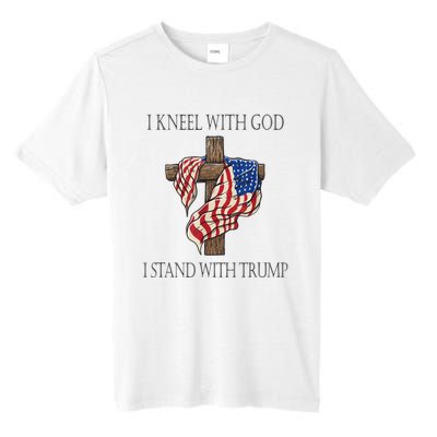 I Kneel With God I Stand With Trump Tall Fusion ChromaSoft Performance T-Shirt