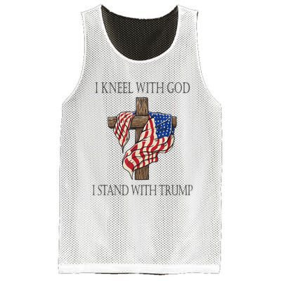 I Kneel With God I Stand With Trump Mesh Reversible Basketball Jersey Tank