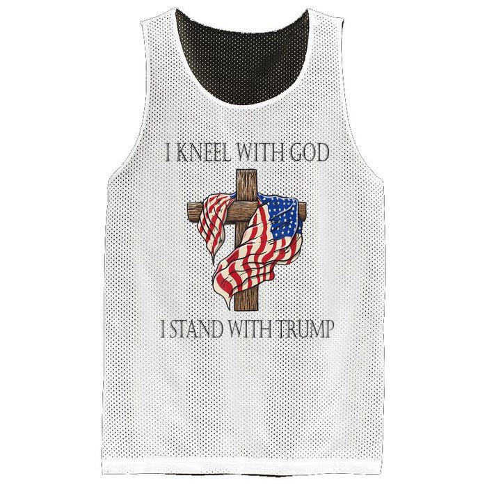 I Kneel With God I Stand With Trump Mesh Reversible Basketball Jersey Tank