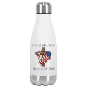 I Kneel With God I Stand With Trump Stainless Steel Insulated Water Bottle