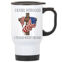 I Kneel With God I Stand With Trump Stainless Steel Travel Mug