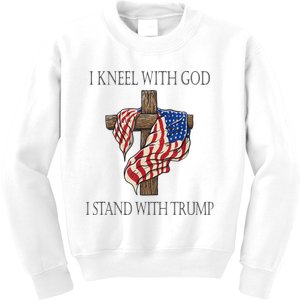 I Kneel With God I Stand With Trump Kids Sweatshirt