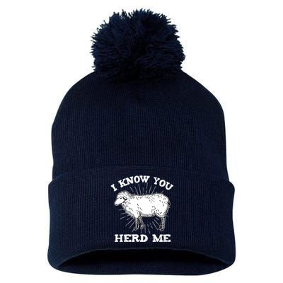 I Know You Herd Me Sheep Herder Farm Animal Shepherd Pom Pom 12in Knit Beanie