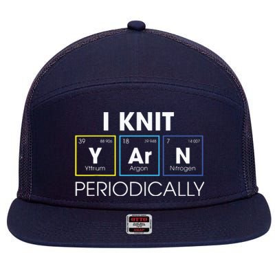 I Knit Yarn Periodically Funny Knitting Gift 7 Panel Mesh Trucker Snapback Hat