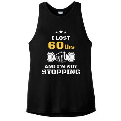 I Lost 60 Pounds Weight Loss Celebration Announcement Ladies PosiCharge Tri-Blend Wicking Tank