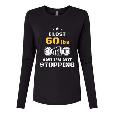 I Lost 60 Pounds Weight Loss Celebration Announcement Womens Cotton Relaxed Long Sleeve T-Shirt