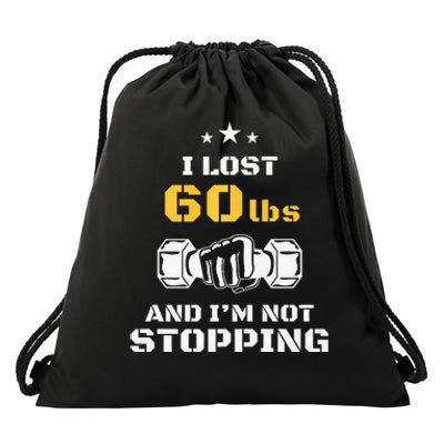 I Lost 60 Pounds Weight Loss Celebration Announcement Drawstring Bag