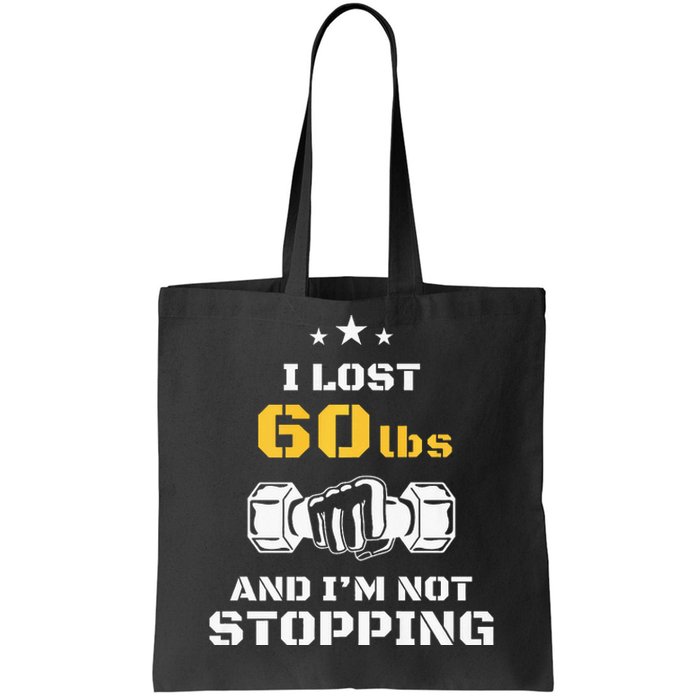 I Lost 60 Pounds Weight Loss Celebration Announcement Tote Bag