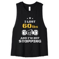 I Lost 60 Pounds Weight Loss Celebration Announcement Women's Racerback Cropped Tank