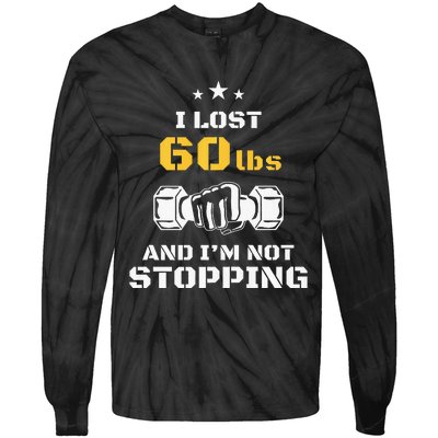 I Lost 60 Pounds Weight Loss Celebration Announcement Tie-Dye Long Sleeve Shirt