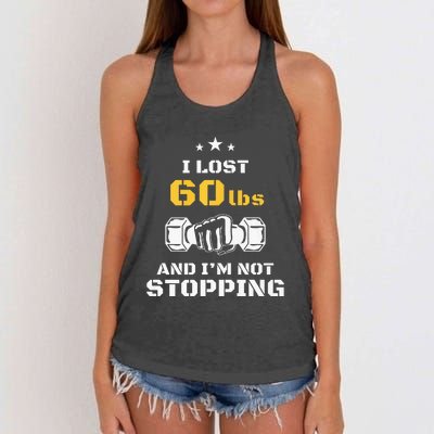 I Lost 60 Pounds Weight Loss Celebration Announcement Women's Knotted Racerback Tank