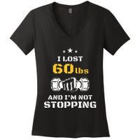 I Lost 60 Pounds Weight Loss Celebration Announcement Women's V-Neck T-Shirt