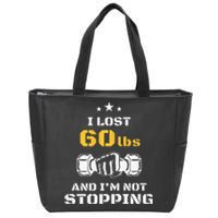 I Lost 60 Pounds Weight Loss Celebration Announcement Zip Tote Bag