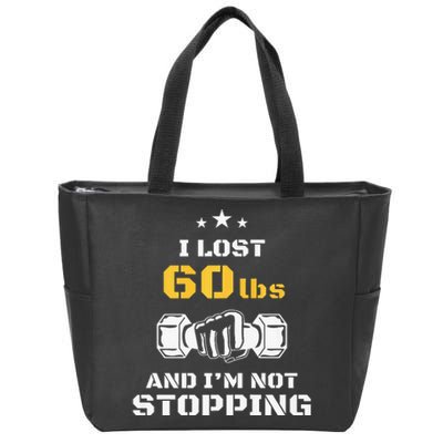 I Lost 60 Pounds Weight Loss Celebration Announcement Zip Tote Bag