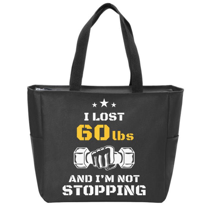 I Lost 60 Pounds Weight Loss Celebration Announcement Zip Tote Bag