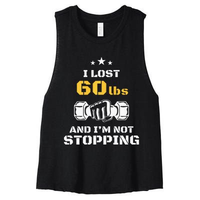 I Lost 60 Pounds Weight Loss Celebration Announcement Women's Racerback Cropped Tank