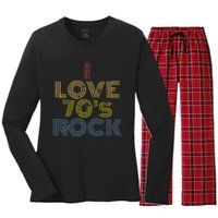 I Love 70s Rock Music Retro Vintage Women's Long Sleeve Flannel Pajama Set 