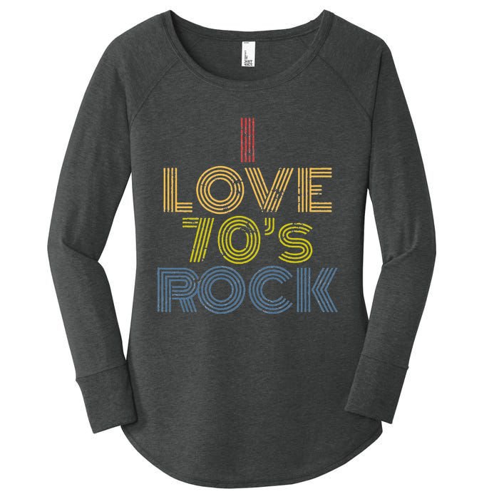 I Love 70s Rock Music Retro Vintage Women's Perfect Tri Tunic Long Sleeve Shirt