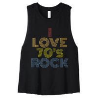 I Love 70s Rock Music Retro Vintage Women's Racerback Cropped Tank