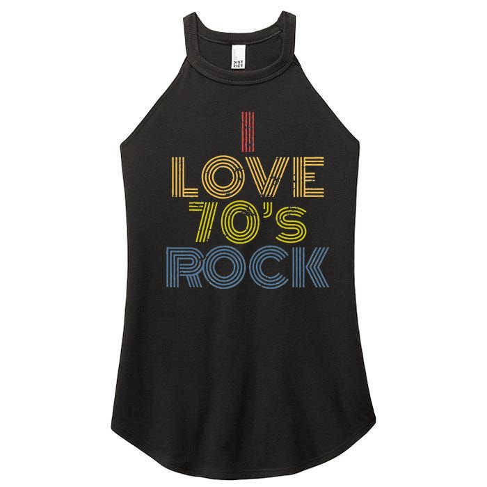 I Love 70s Rock Music Retro Vintage Women's Perfect Tri Rocker Tank