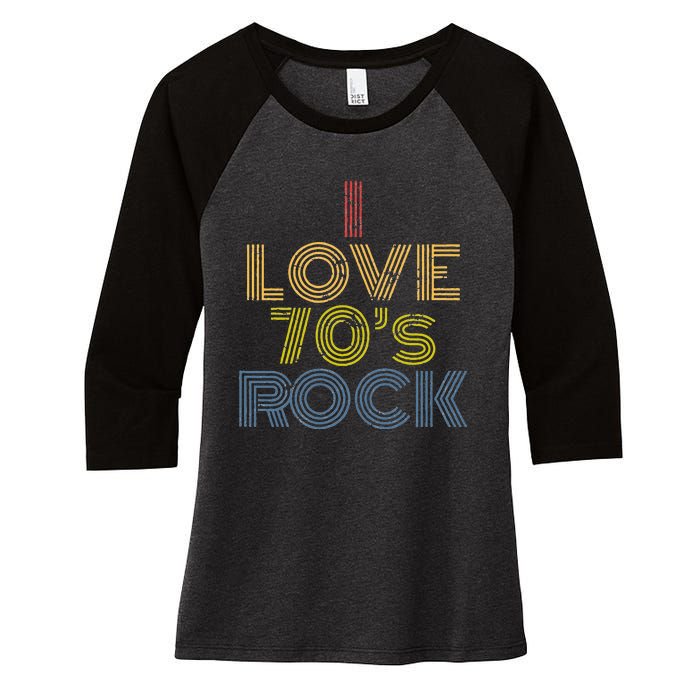 I Love 70s Rock Music Retro Vintage Women's Tri-Blend 3/4-Sleeve Raglan Shirt