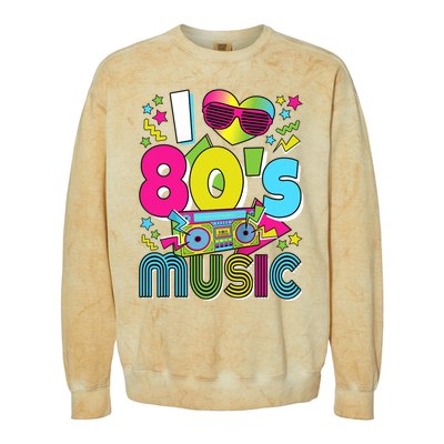 I Love 80's Music 80s Party Outfit Retro 1980s Raglan Baseball Tee Colorblast Crewneck Sweatshirt