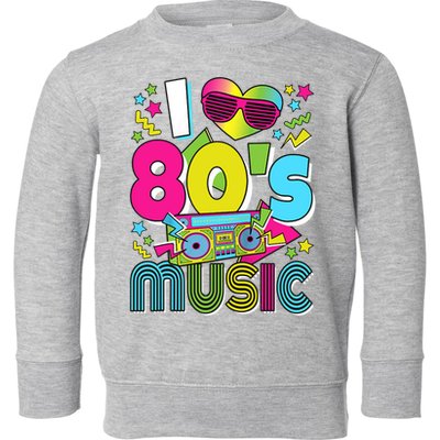 I Love 80's Music 80s Party Outfit Retro 1980s Raglan Baseball Tee Toddler Sweatshirt