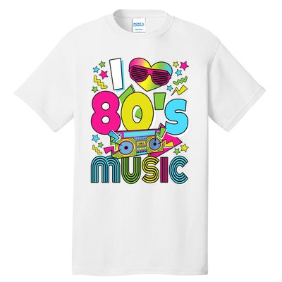 I Love 80's Music 80s Party Outfit Retro 1980s Raglan Baseball Tee Tall T-Shirt