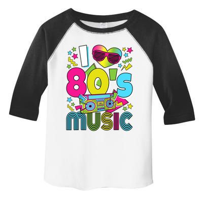 I Love 80's Music 80s Party Outfit Retro 1980s Raglan Baseball Tee Toddler Fine Jersey T-Shirt