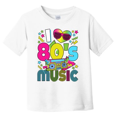 I Love 80's Music 80s Party Outfit Retro 1980s Raglan Baseball Tee Toddler T-Shirt