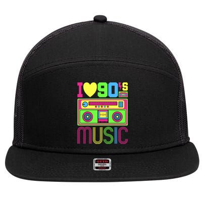 I Love 90s Music 1990s Style Hip Hop Outfit Vintage Nineties 7 Panel Mesh Trucker Snapback Hat