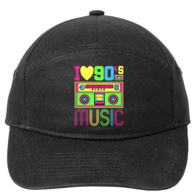 I Love 90s Music 1990s Style Hip Hop Outfit Vintage Nineties 7-Panel Snapback Hat