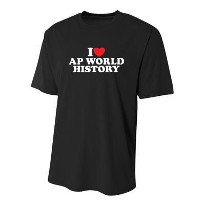 I Love AP World History Youth Performance Sprint T-Shirt