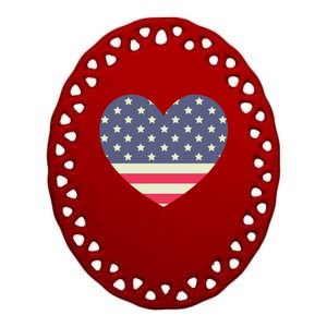 I Love America I Love Usa Heart Gift Ceramic Oval Ornament