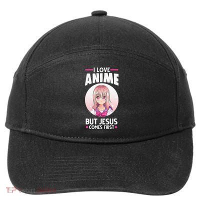 I Love Anime But Jesus Comes First Anime 7-Panel Snapback Hat