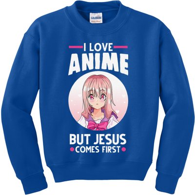 I Love Anime But Jesus Comes First Anime Kids Sweatshirt