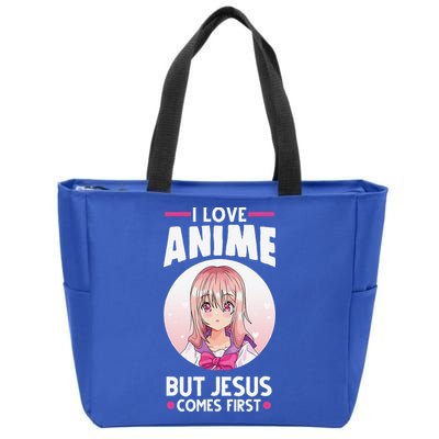 I Love Anime But Jesus Comes First Anime Zip Tote Bag