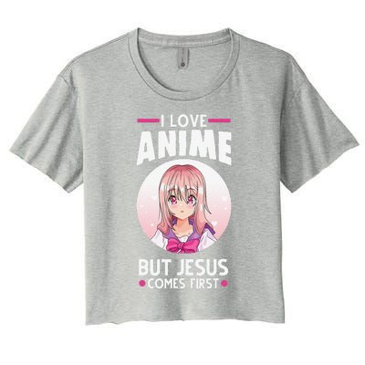 I Love Anime But Jesus Comes First Anime Women's Crop Top Tee