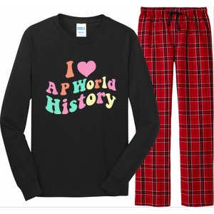 I Love AP World History Funny Groovy Design AP World History Long Sleeve Pajama Set