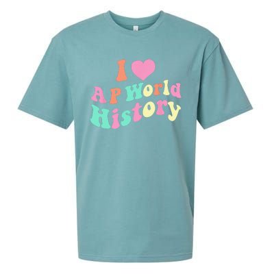 I Love AP World History Funny Groovy Design AP World History Sueded Cloud Jersey T-Shirt