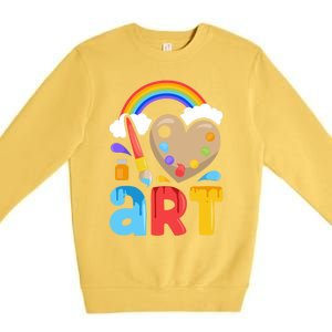 I Love Art Artist Painter Colorful Painting Funny Gift Girls Gift Premium Crewneck Sweatshirt