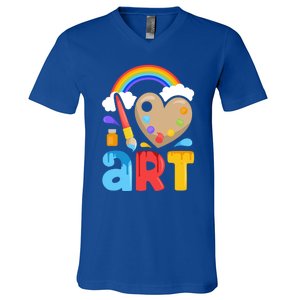 I Love Art Artist Painter Colorful Painting Funny Gift Girls Gift V-Neck T-Shirt