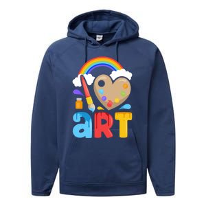 I Love Art Artist Painter Colorful Painting Funny Gift Girls Gift Performance Fleece Hoodie