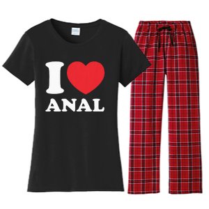 I Love Anal Viral Funny Joke Naughty Urban Slang Butt Women's Flannel Pajama Set