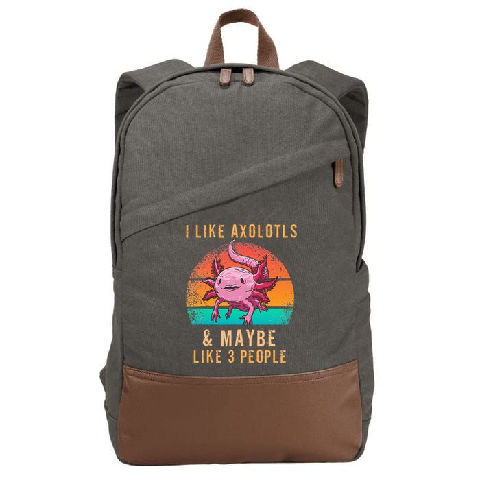 I Like Axolotl And Maybe 3 People Mexican Walking Fish Cotton Canvas Backpack