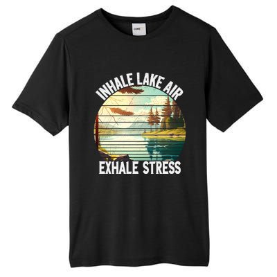 Inhale Lake Air Exhale Stress Funny Meditation Camping Gift Tall Fusion ChromaSoft Performance T-Shirt