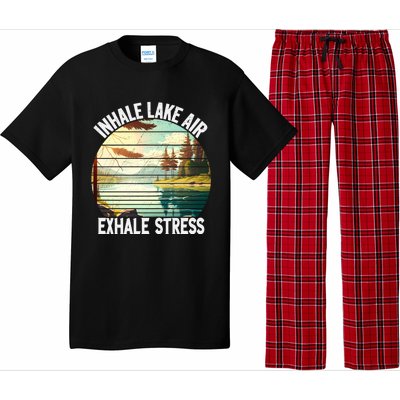 Inhale Lake Air Exhale Stress Funny Meditation Camping Gift Pajama Set